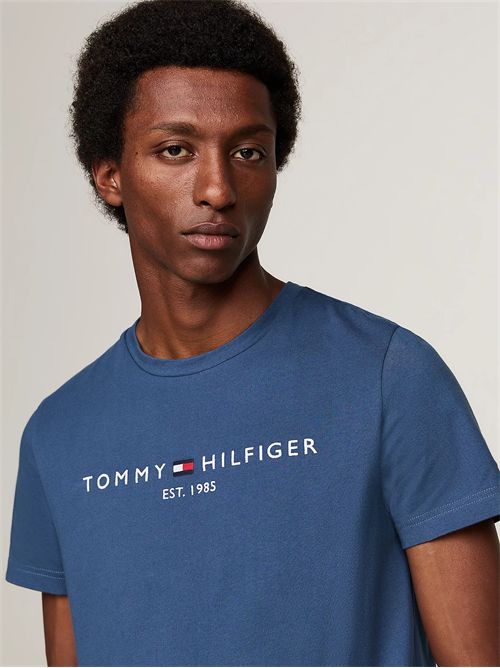 T-shirt in jersey a righe con logo ricamato TOMMY HILFIGER | MW0MW11797/DBZ